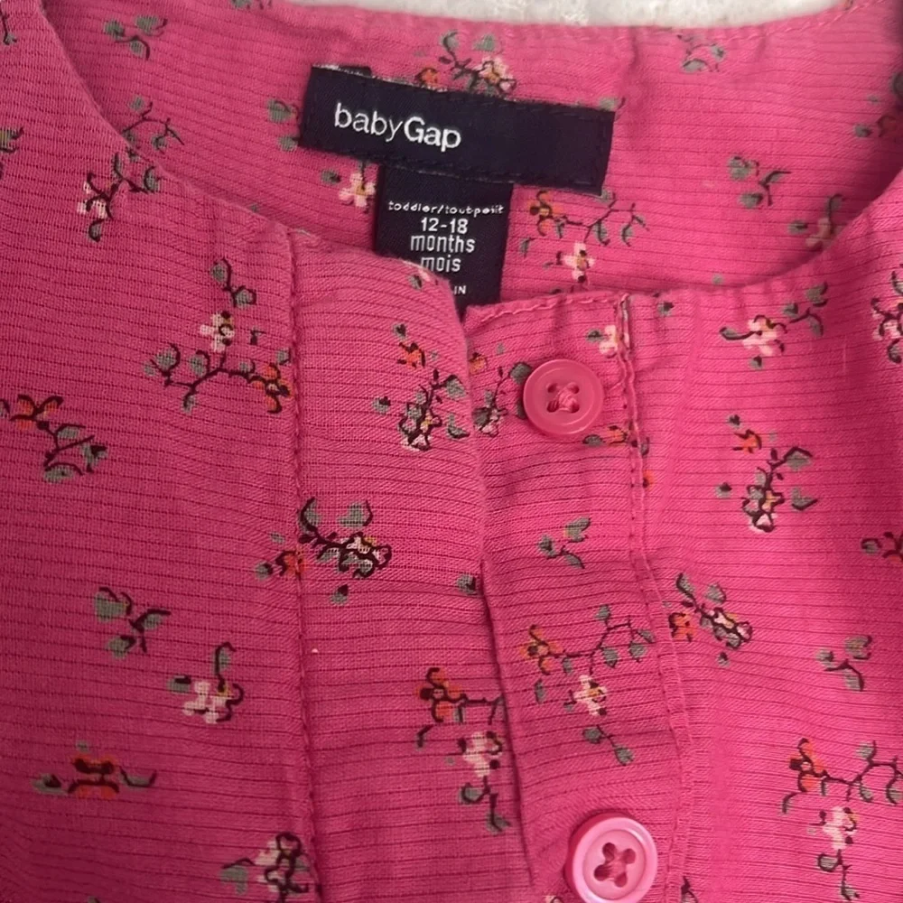 Baby gap cotton pink flowered dress‎ size 12M-18M